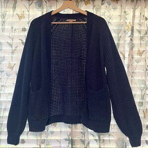 Fluffy Blue Knit Cardigan